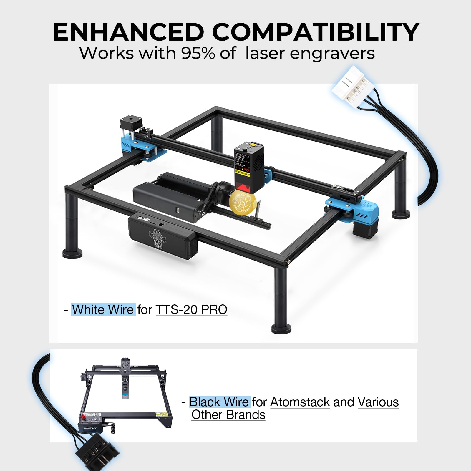 Rolo rotativo Twotrees TR2 PRO para gravação a laser, mandril